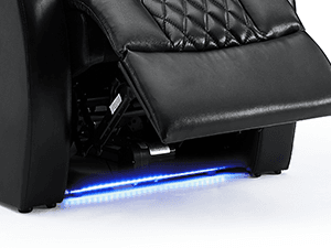 Weilianda Home Theater Seating Top Grain Leather, Zero Gravity Movie Theater Chairs Set, Power Headrest Recliner Chair Gaming Seats, 7 Colors Mood Light Sofa with Tray Table USB Charge Row of 3 Black