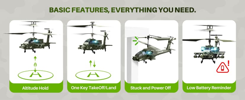 SYMA RC Helicopters, S51H Remote Control Helicopter 2.4GHz Military Army Toys for Boys Girls Kids with Altitude Hold, One Key Take Off/Landing, LED Light, Low Battery Reminder