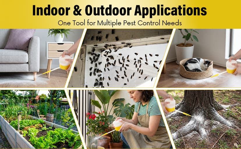 Qualirey 2 Pack Diatomaceous Earth Powder Duster with 6 Inch Extension Nozzle, Diatomaceous Earth Powder Duster for Pest Control, Powder Sprayer for Indoor and Outdoor Use
