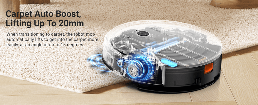 Robot Vacuum and Mop Combo, Robotic Vacuum Cleaner 5000Pa Strong Suction 130 Mins Runtime, Slim, Low Noise, Automatic Self-Charging, Wi-Fi/App/Alexa Control, Ideal for Hard Floor, Carpet, Pet Hair
