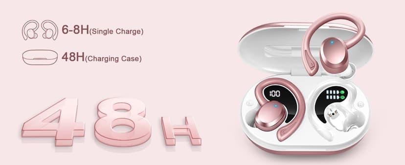 Wireless Earbuds Sport Bluetooth Headphones 5.4, 2025 Bluetooth Earbuds 4 HD Mic, Over-Ear Buds with Earhooks ENC Noise Canceling Earphones, 48Hrs Stereo, IP7 Waterproof Headset for Workout/Running