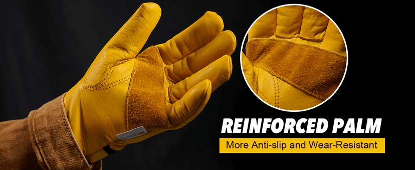 SLARMOR Mens Winter Leather Work Gloves, Warm Thinsulate Lining for Cold Weather Work, Thermal Insulated Work Gloves with Leather Palm,100 gram Insulation-L