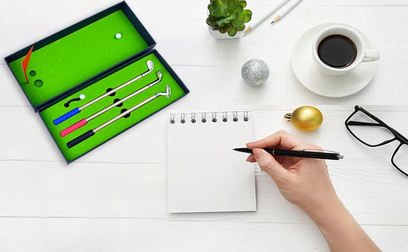 Golf Pen Set & Mini Desktop Golf Putting Green Game - Gifts for Adults, Kids, Dad, Mom, Men, Women, Boss, Coworkers, Teen Boys - Funny Office Desk Toys and Unique Christmas Stocking Stuffers Gifts