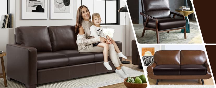 Fuloon Faux Leather Couch Cushion Slipcover, Waterproof Stretch Covers for Sofa, RV Chair Seat Cover, Individual Loveseat Couch Cushion Replacement, PU Leather Sofa Slipcovers(3 Pack, Brown)