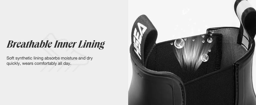 HISEA Women's Short Rain Boots Fashion Waterproof Chelsea Boots Ankle Garden Shoes for Ladies Non Slip Outdoor Work Booties Lightweight Rubber Rainboots with Comfort Insole