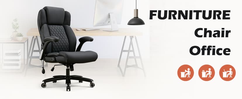 700lbs Big and Tall Office Chair - Heavy Duty Executive Desk Chair with Inflatable Lumbar Support, Extra Wide Padded Seat, Flip-up Arms, Metal Base & Quiet Rubber Wheels, High Back Ergonomic Chair