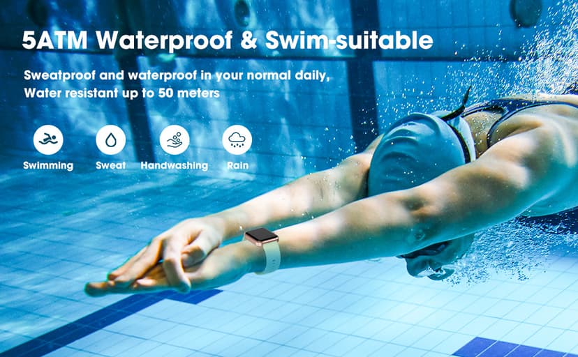 TYKOIT TYKOIT Smart Watch, Fitness Tracker with Heart Rate Monitor, Blood Oxygen, Sleep Tracker, 41mm Touchscreen Smartwatch for Android iOS Swimming Waterproof Pedometer Step Calories Tracker for Women Men