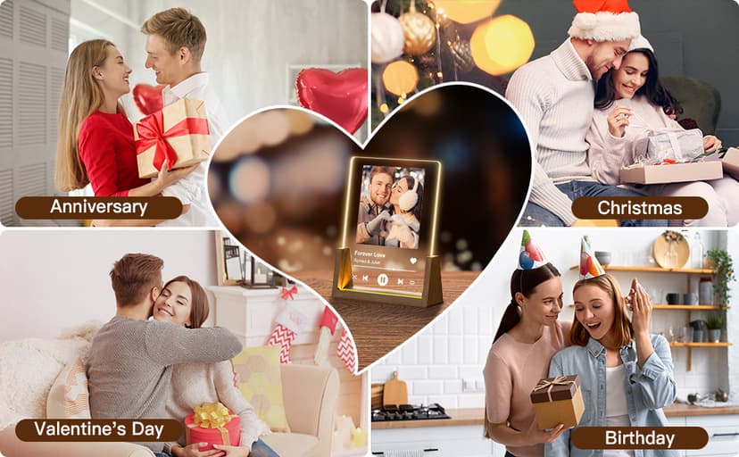 Spotify Decorative Plaque Personalized Gifts, Custom Gifts for Him Her, Customized Picture Frame for Boyfriend Girlfriend Couple Wife Women on Anniversary Birthday