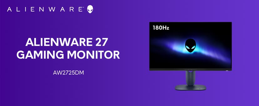Alienware 27 Gaming Monitor - AW2725DM - 27-inch QHD 180Hz 1ms Display, IPS, NVIDIA G-SYNC, AMD Freesync, VESA AdaptiveSync.