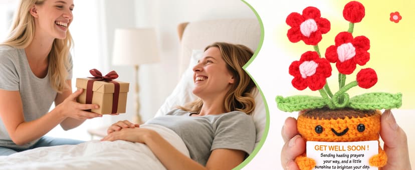 Get Well Gifts for Women After Surgery Recovery Cancer Care Feel Better Thinking of You Gift for Women Men Crochet Flowers Get Well Soon Hospital Bag Essentials Patients Comfort Cheer Up Encouragement