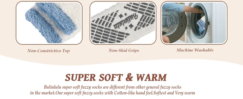 Bulinlulu Fuzzy Socks with Grips Plush Sleep Cozy Winter Soft Hospital Fluffy Socks Gifts for Womens Mens Gifts