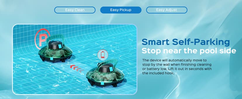 (2026 Upgrade) Cordless Robotic Pool Cleaner, Lasts 80 Min, Automatic Vacuum for Above-Ground Pools up to 650 Sq.ft, Portable, Self-Parking, Transparent Green