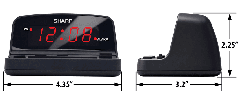 Sharp Digital Alarm Clock with Keyboard Style Controls, Battery Back-up, Easy to Use with Simple Operation, Black Case with Red LED Display