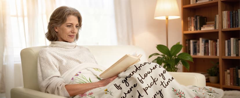 Best Gifts for Grandma from Grandkids, Grandmother Gift on Grandparents Day, Christmas, Soft Throw Blankets 50'' x 60'' Grandma Gifts, Floral Blanket for Grandma Birthday Gift B0GBT218BS