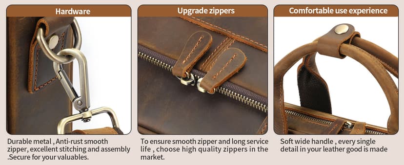 Jack&Chris Full Grain Leather Briefcase for Men, Business Messenger Bag Laptop Bag Attache Case, Fits 15.6 Inch Laptop