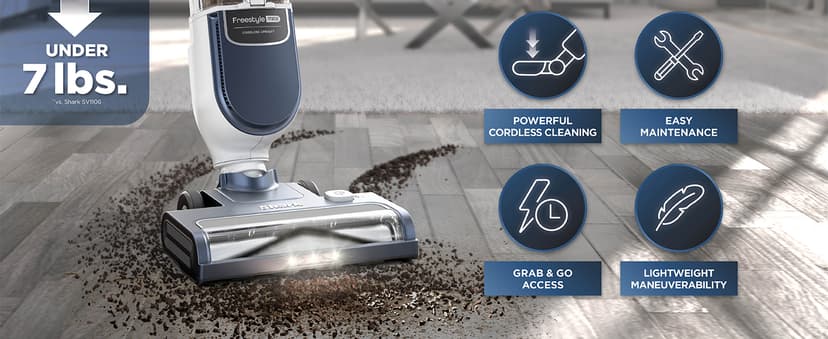 Shark Freestyle Max Cordless Upright Vacuum, Multi-Surface Cleaning, Lightweight, Easy Maintenance, with Large Dust Cup and 2-Speed Brushroll, LED Headlights, Nordic Blue, SV2002