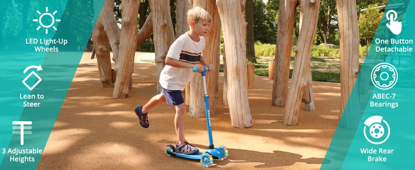 LED Light-Up Wheels, 3 Adjustable Handlebar, Easy Assembly, Lightweight, Wide Anti-Slip Deck, Lean to Steer, Max Load 110 lbs Gotrax KS1 Kids Kick Scooter, 3 Wheels for Boys & Girls 2-8, Gifts B0CCYMV1T1