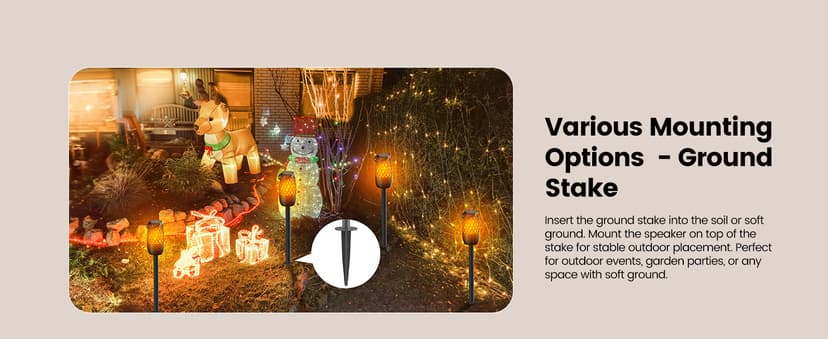 Upgraded Outdoor Speakers Gift for Men Bluetooth Speaker with lights Multi-Sync up to 100 Speakers Auto-Pairing HD Stereo Sound Cool Tech Gadgets for Him IPX5 Waterproof for Outside|Patio|Porch