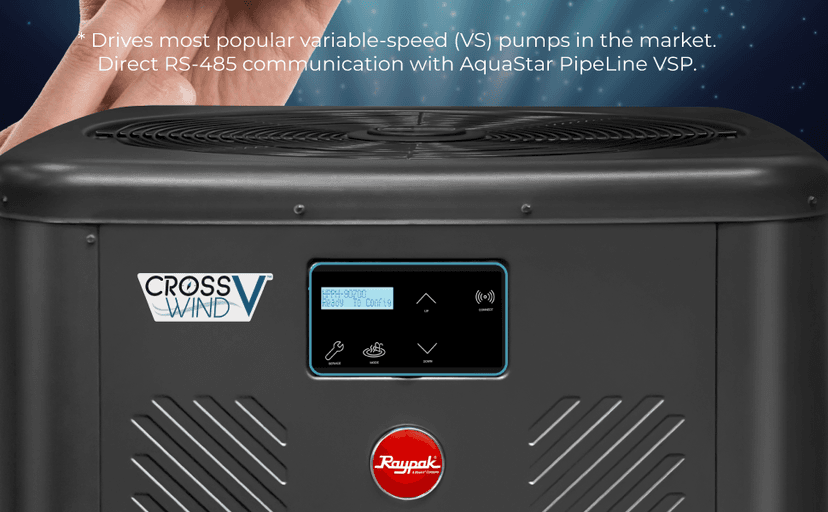 Raypak Crosswind V Deluxe Pool Heat Pump - Spa and Pool Heater with Cool Mode, Free Wi-Fi for Fleet Monitoring for Above Ground and In-Ground Pools