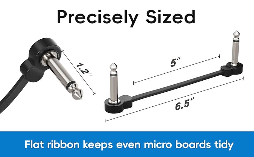 voltrish 3 Pack Guitar Patch Cables, Premium 5 Inch Right-Angle 1/4" TS Pedal Board Cable, Oxygen-Free Copper & Dual Shielding for Ultra Low Noise, Space Saving Flat Design Guitar Pedal Accessories