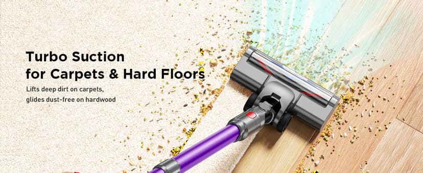 Cuzmok Cordless Stick Vacuum Cleaner - 550W Powerful Cordless Vacuum with HEPA Filter, Up to 50min Runtime & Tangle-Free Lightweight & Detachable Battery for Pet Hair Carpet Hardwood Floor Cleaning