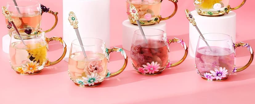 Women Glass Tea Coffee Pretty Cup Set Cute Mug Christmas Xmas Birthday Gift Great Mom Grandma Mimi Nana Gigi Grandmother Big Sister Law God Mother Day Aunt Artist Premium Practical Retirement Purple B0DDTKMC2X