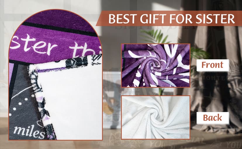 Sister Gifts Blanket, Happy Birthday Gifts for Sister, Unique Gift for My Dear Sis on Mothers Day Christmas - Soft Throw Blanket 60" x 50 (Purple)