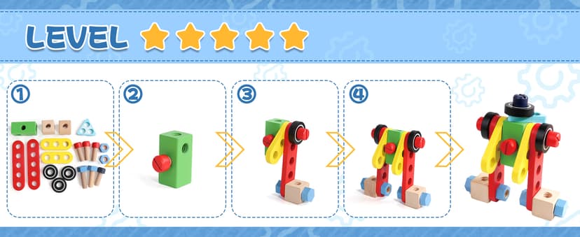 Kids Tool Set with Drill, Educational Montessori Toys for 3 Year Old Boys 44 Pcs STEM Kids Toys Wooden Toddler Tool Set with Apron & Box Christmas Birthday Gifts for 3 4 5 Year Old Boy Girl