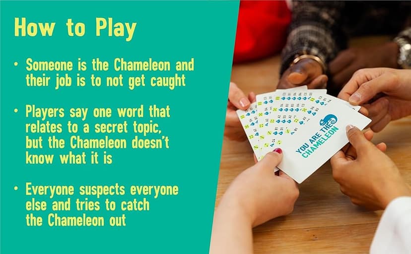 The Chameleon: Award-Winning Bluffing Board Game for Family, Adults & Friends | Includes 80 Extra Secret Words | Who is The Imposter?
