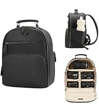 Divvia Camera Backpack Classic PU Leather for DSLR, Professional Camera Bag for Photographers with 15 Inch Laptop Compartment Large 20L