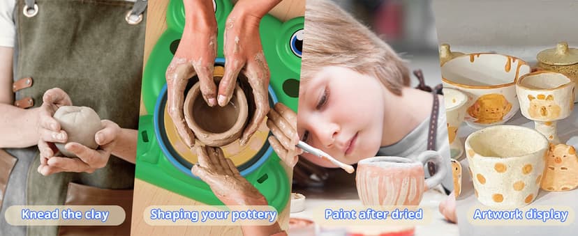 Pottery Wheel for Kids - Complete Pottery Painting Kit Arts and Crafts for Kids Ages 8-12 with 3 Pack Air Dry Clay Art Supplies Toys for Girls Boy Birthday Gift for 6 7 8 9 10 11 12+
