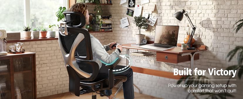 GABRYLLY Ergonomic Office Chair, Big and Tall Mesh Chair with Lumbar Support, 3D armrest - 215° Rotation, Adjustable Headrest & Soft Seat, Durable Computer Chair 350LBS for Work Gaming