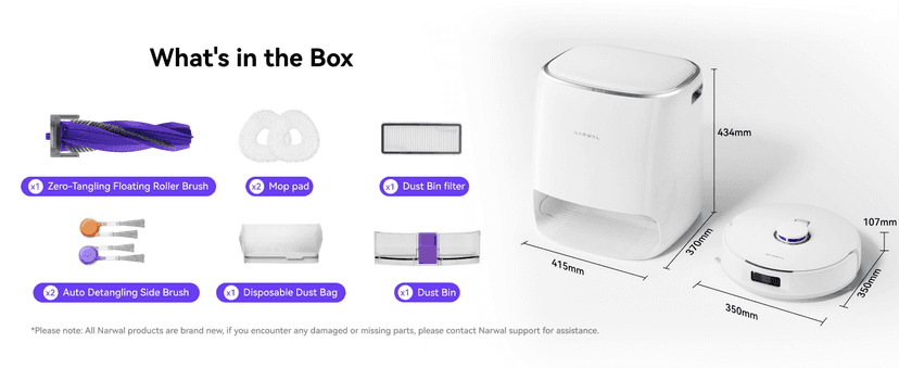 NARWAL Freo Pro Robot Vacuum and Mop Combo, Tangle Free Robot Mop, 8500Pa Powerful Suction, Self-Emptying, Auto Mop Washing, Auto Drying, Obstacle Avoidance, Ideal for Pet Hair and Hard Floor