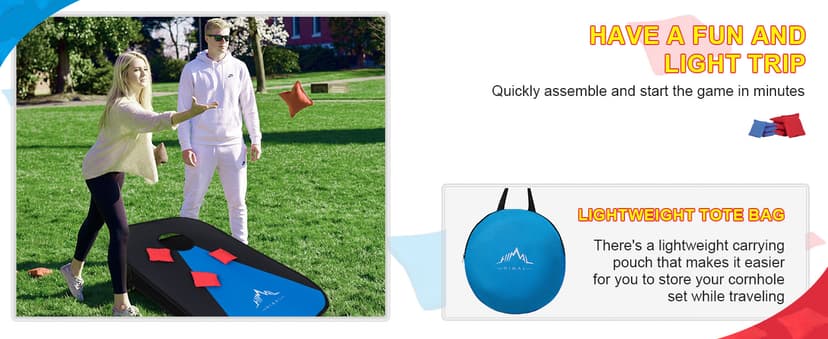 Himal Collapsible Portable Corn Hole Boards with 8 Cornhole Bean Bags (3 x 2-feet)