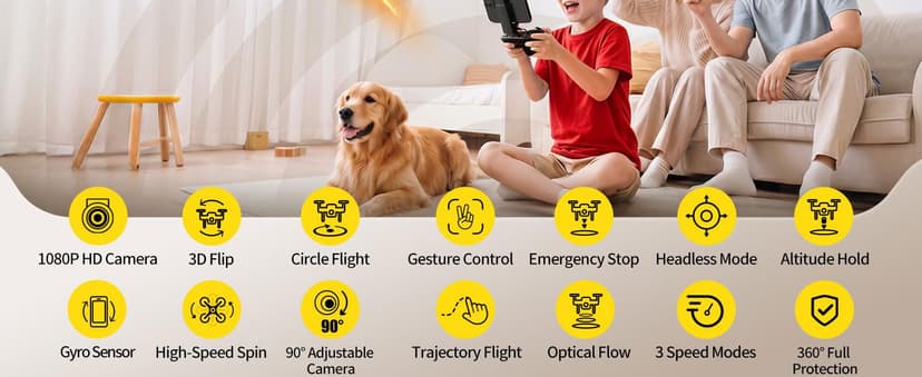 Holy Stone Mini FPV Drone with 1080P HD Camera for Kids & Beginners, RC Nano Quadcopter with Optical Flow Hover, Gesture Control, 3D Flips, 3 Batteries, Great Gift Toy for Boys and Girls, HS210Pro Red