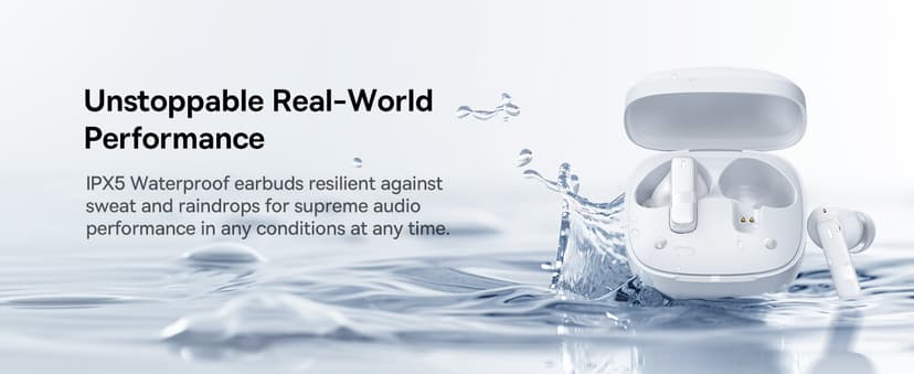 Baseus E20 True Wireless Earbuds, 12mm Drivers with Powerful Bass, 33H Long Playtime, IPX5 Water-Resistant, 2 ENC Mics for Clear Calls, Bluetooth 5.3 Headphones in-Ear Ear Buds