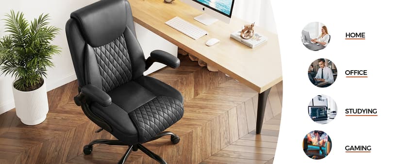COMHOMA Leather Office Chair Ergonomic Computer Gaming Chair with Comfy Back Support, Executive Mid-Back,Small Gmaing Chair with Adjustable Armrests, for Short People Use, Rolling Swivel for Adults
