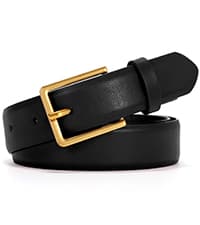VONMELLI 2 Pack Women's Leather Belts for Jeans Dresses Fashion Gold Buckle Ladies Belt