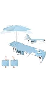 Oversized Extra Wide Tanning Chair with Sun Canopy Face Hole Padded Adjustable Washable, Heavy Duty Layout Folding Lounge Chair for Outside Beach Reading Sunbathing, UPF 50+, XL, Plus Size, 330 LBS