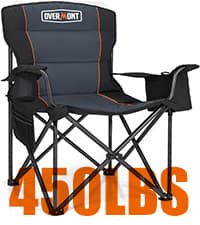 Overmont Oversized Folding Camping Chair - 450lbs Support with Padded Cushion Cooler Pockets - Heavy Duty Collapsible Chairs for Sports Garden Beach Fishing