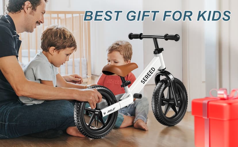 No Pedal Kids Toy Bike for 2-5 Years Old, Customize Plate with 3pcs Stickers (White) SEREED Toddler Balance Bike 2 Year Old, Gift for 2-3 Boys Girls, Adjustable B0DDQ4FQHK