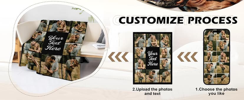Custom Couples Blanket with Photos, Customized Photo Blanket I Love You Christmas Birthday Gifts for Wife, Husband, Him/Her Personalized Valentines Blanket Gifts for Boyfriend Girlfriend B0FQC3S2S8