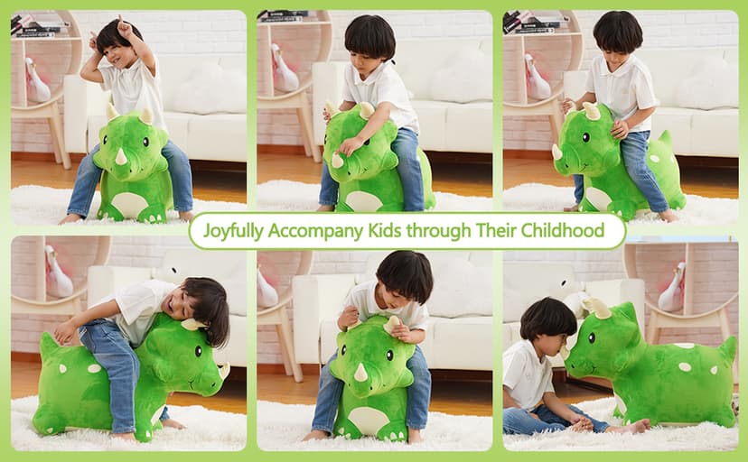 Outside Inflatable Riding Plush Triceratops Bouncing Horse Hopping Toy, Cool Birthday Gifts Age 2 3 4 5 6 Year Old Boy Girl Bouncy Pals Toddler Dinosaur Hopper Toy, Kids Outdoor Ride on Bounce Animal B09B1QZLXW