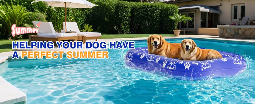 60''x42'' Pool Float for Dogs, Non-Slip Pet Floating Mat for Pool, Extra Large Inflatable Raft for Small/Medium/Large Dogs Up to 200lb, Lake & River - Heavy-Duty PVC, Scratch-Resistant Design
