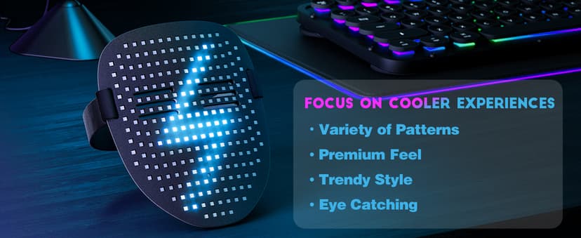 50+ Glowing Patterns for Halloween Costume, Christmas Cosplay, Birthday Party, Adjustable Strap Fits Kids Boys Teens Ages 5+ MOYACA Led Mask Light up Mask Gesture Sensing, Kids Cool Toys Men Boys Gift B09ZY7WY8P