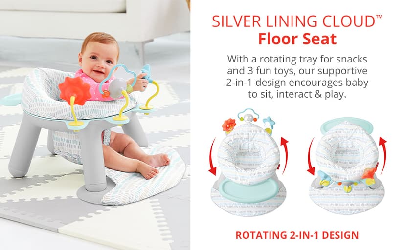 Skip Hop Baby Activity Center: Interactive Play Center with 3-Stage Grow-with-Me Functionality, 4mo+, Silver Lining Cloud