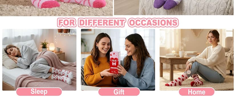 Womens Fuzzy Socks Warm Fluffy Cozy Winter Slipper Thick Fleece Heart Socks 5 Pairs B0DK1SNMFD