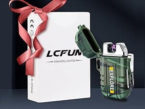 LcFun LcFun Waterproof Electric Dual Arc Lighter USB Rechargeable Outdoor Windproof Flameless Plasma Lighters for Camping, Hiking, Adventure, Survival Tactical Gear Stocking Stuffers Gifts for Men