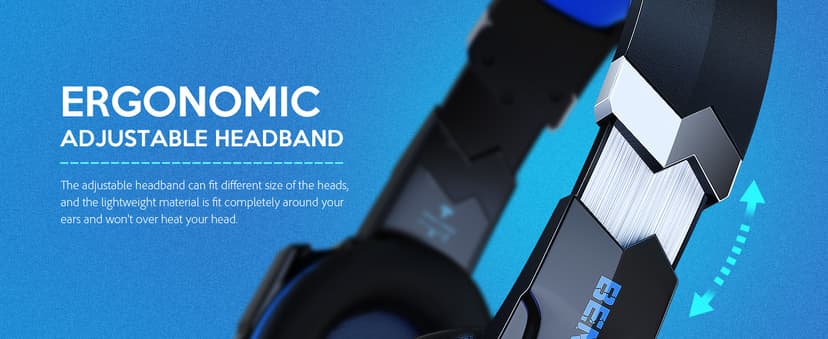 BENGOO G9000 Stereo Gaming Headset for PS4 PC Xbox One PS5 Controller, Noise Cancelling Over Ear Headphones with Mic, LED Light, 7.1 Surround Sound, Soft Memory Earmuffs for Nintendo Xbox Series X|S