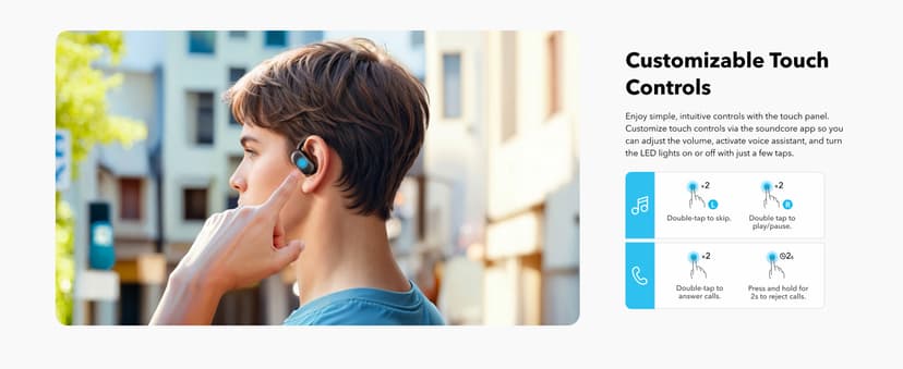 Soundcore V20i by Anker Open-Ear Headphones, Adjustable Ear Hooks, Ultra-Comfort, Snug Fit, Powerful Sound, Clear Calls, IP55, 36H Playtime, Bluetooth 5.4 Wireless Earbuds, Multipoint Connection